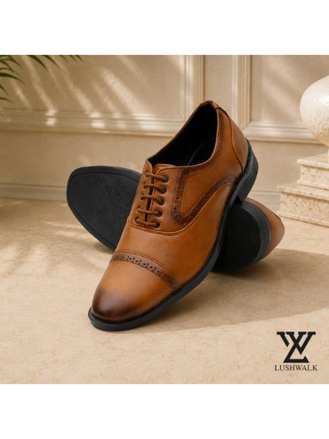 Lushwalk Men Leather Round-Toe Formal Shoes