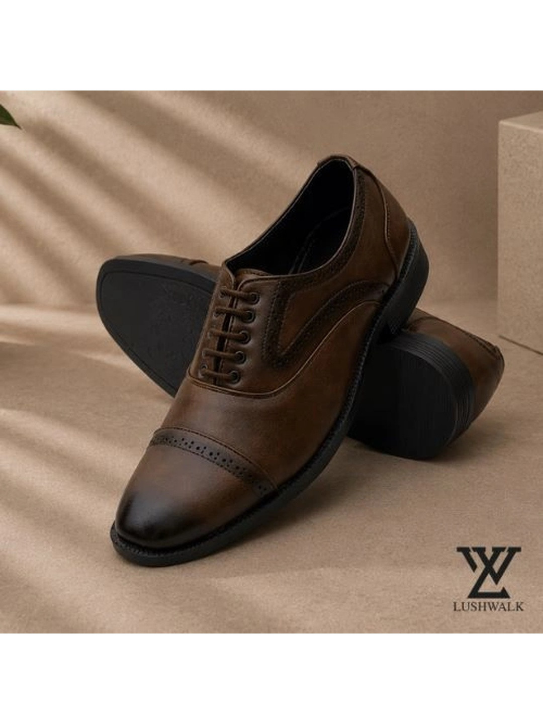 Lushwalk Men Leather Round-Toe Formal Shoes