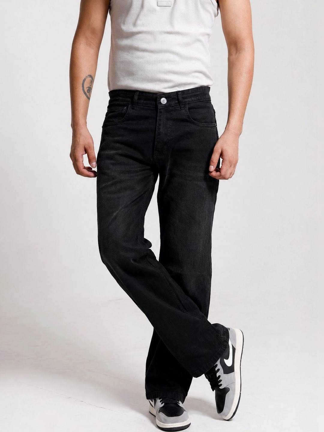 Denimora Men Straight Fit Mid-Rise Light Fade Stretchable Jeans