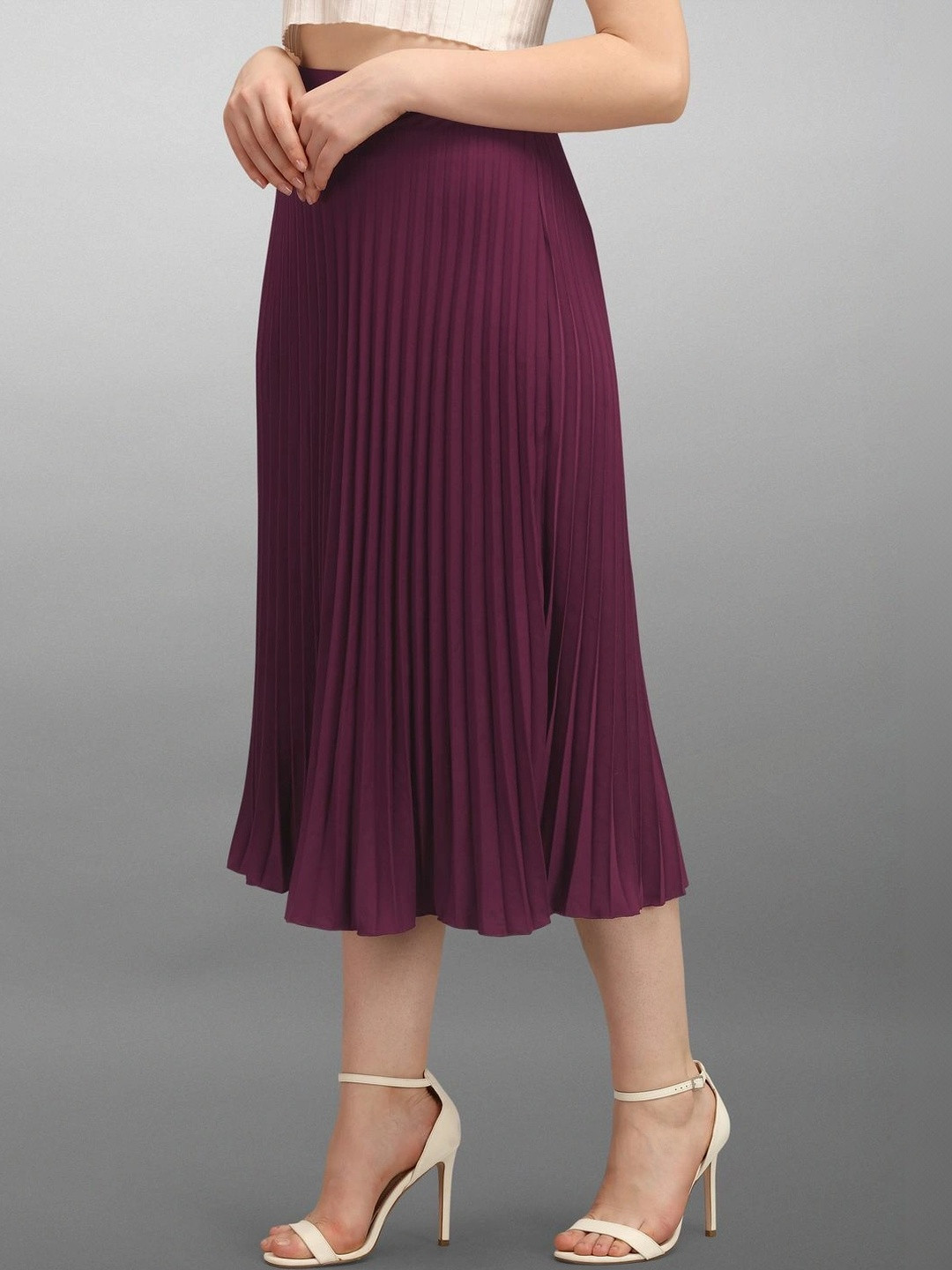 CORSICA Women Accordion Pleated Midi Flared Skirt