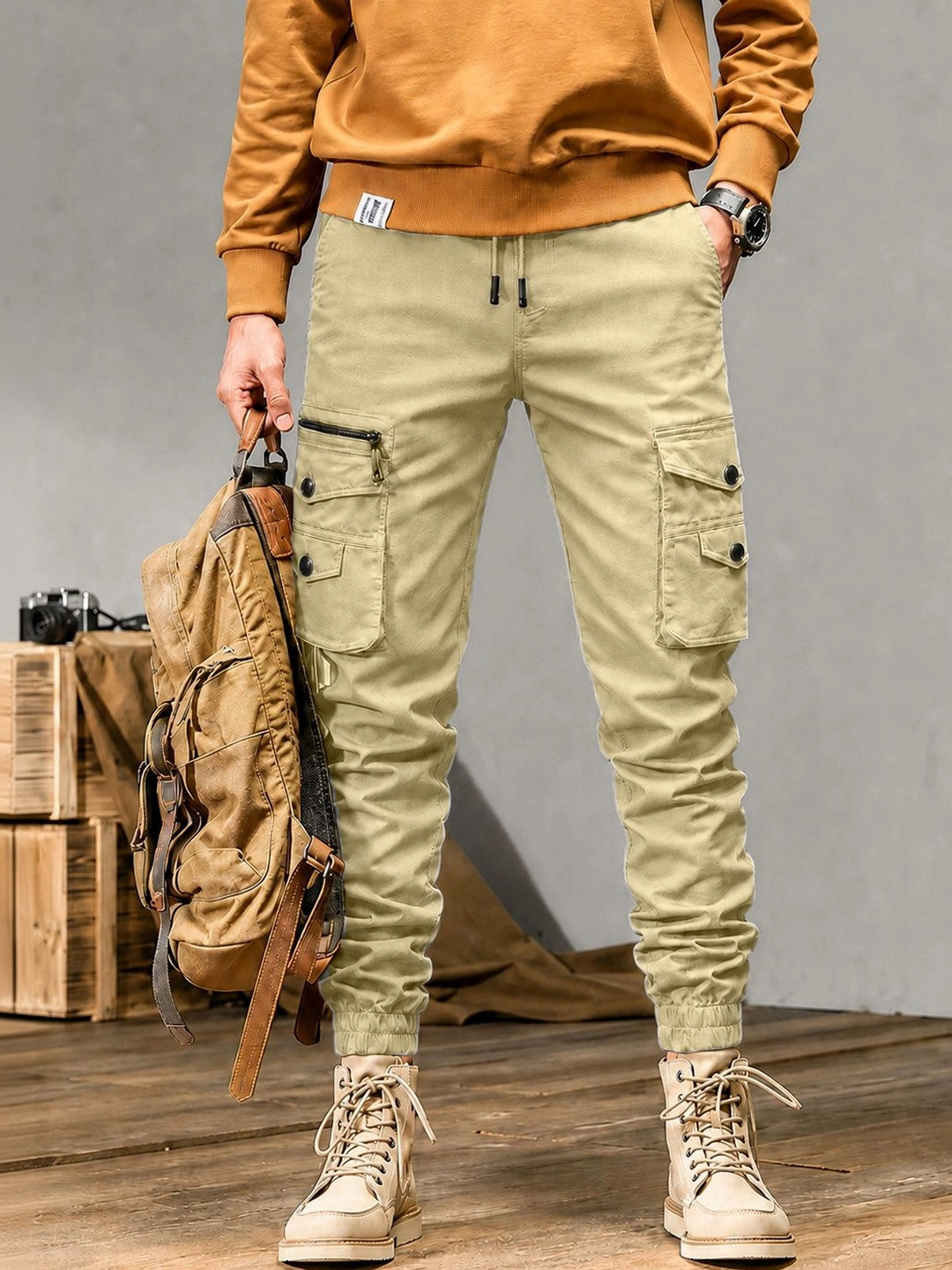 PLUS 91 Men Comfort Easy Wash Cargos Trousers