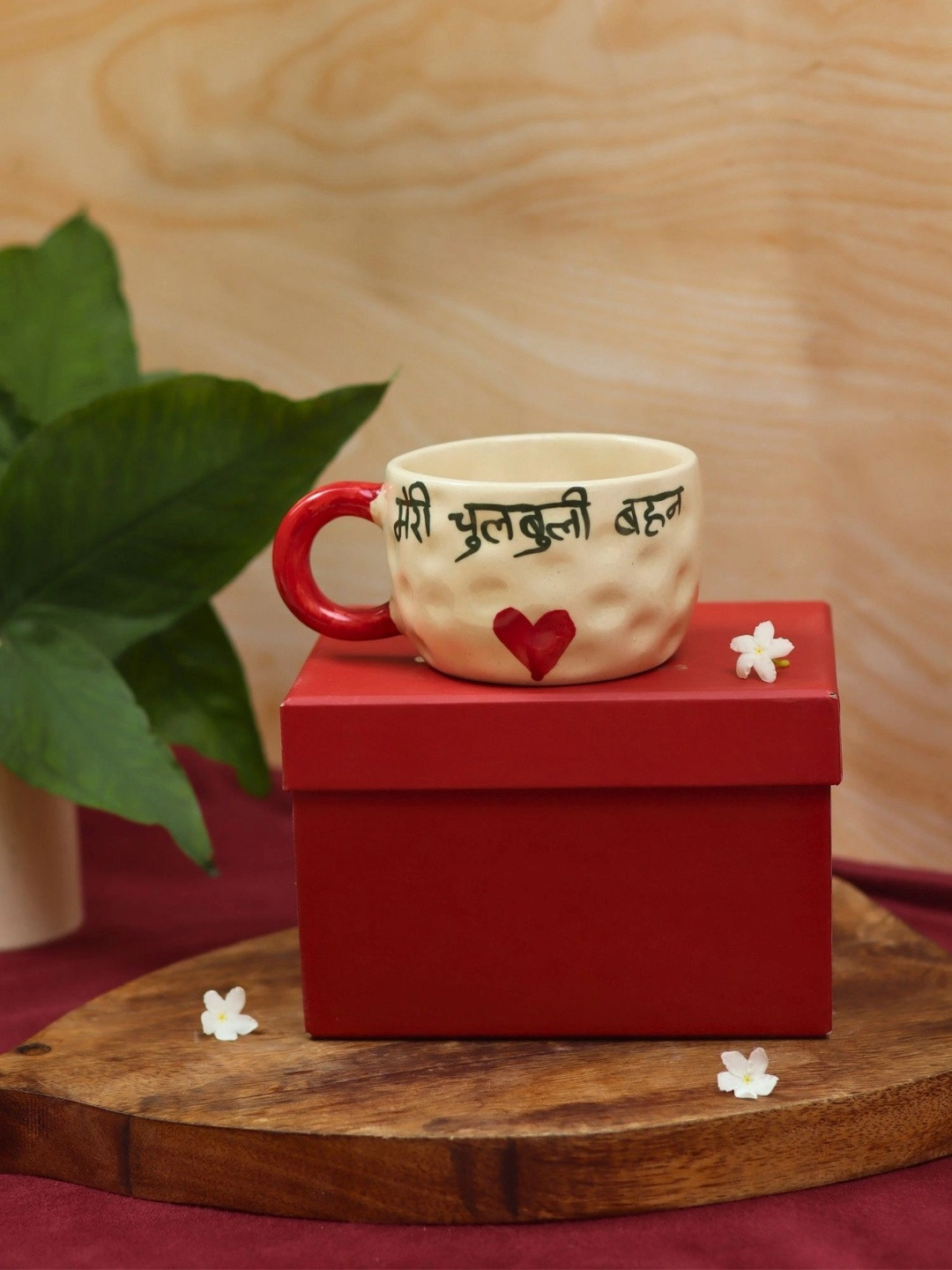 WEAVING HOMES White Handcrafted and Hand Painted Printed Ceramic Glossy Mugs Set of Cups and Mugs