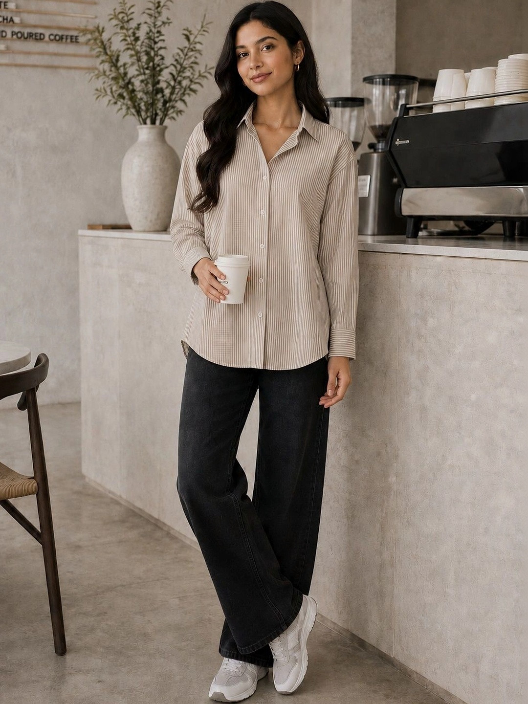 MIRAVUE Women Relaxed Striped Casual Shirt