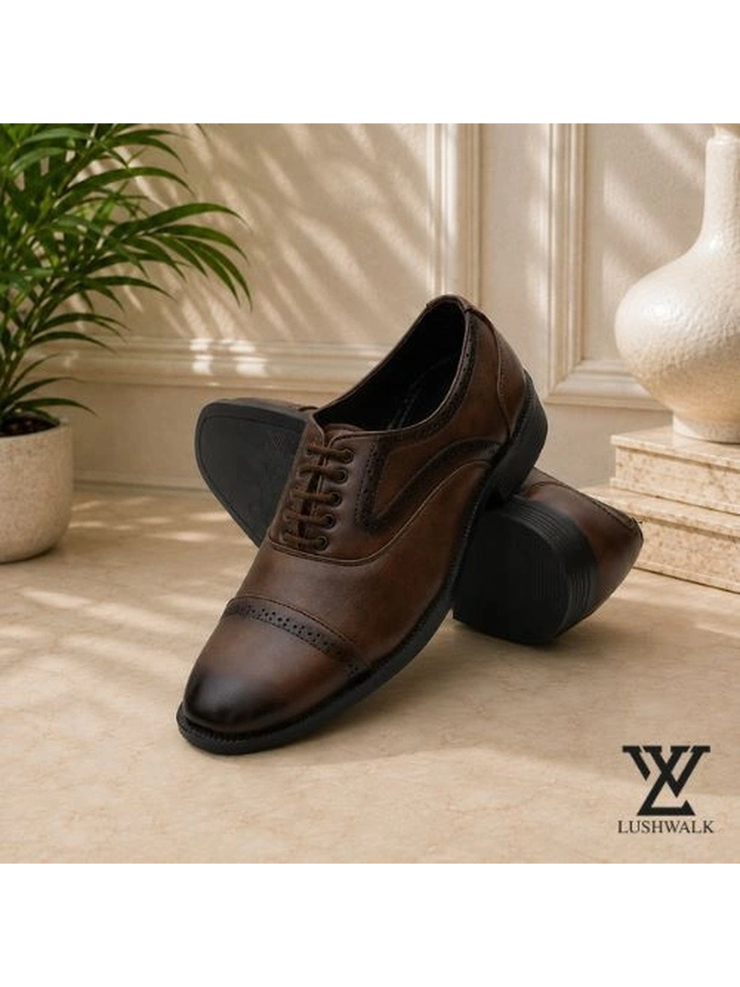 Lushwalk Men Leather Round-Toe Formal Shoes