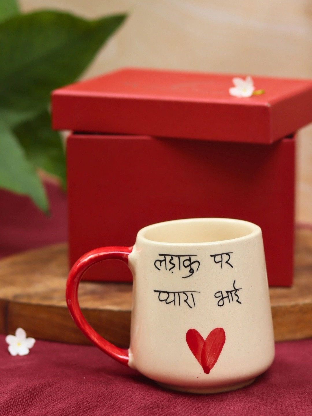 WEAVING HOMES White Handcrafted and Hand Painted Printed Ceramic Glossy Mugs Set of Cups and Mugs