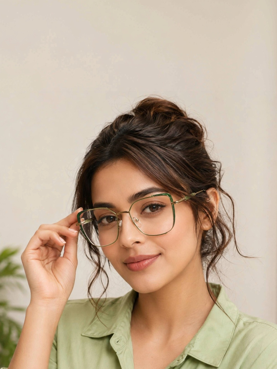 LensKandy Women Clear Lens & Green Cateye frame UV Protected Lens