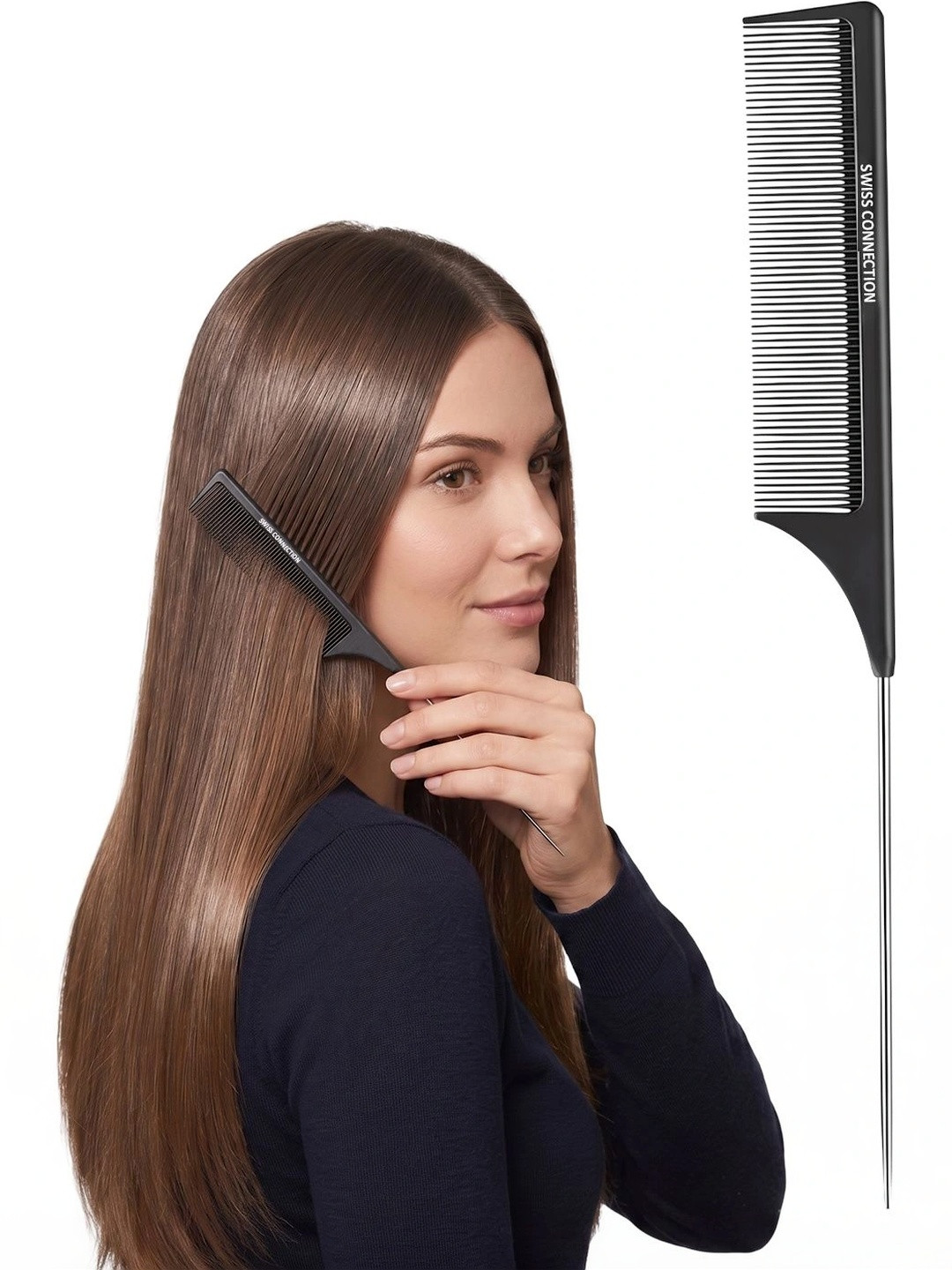 Swiss Connection Carbon Rat tail Comb - Black