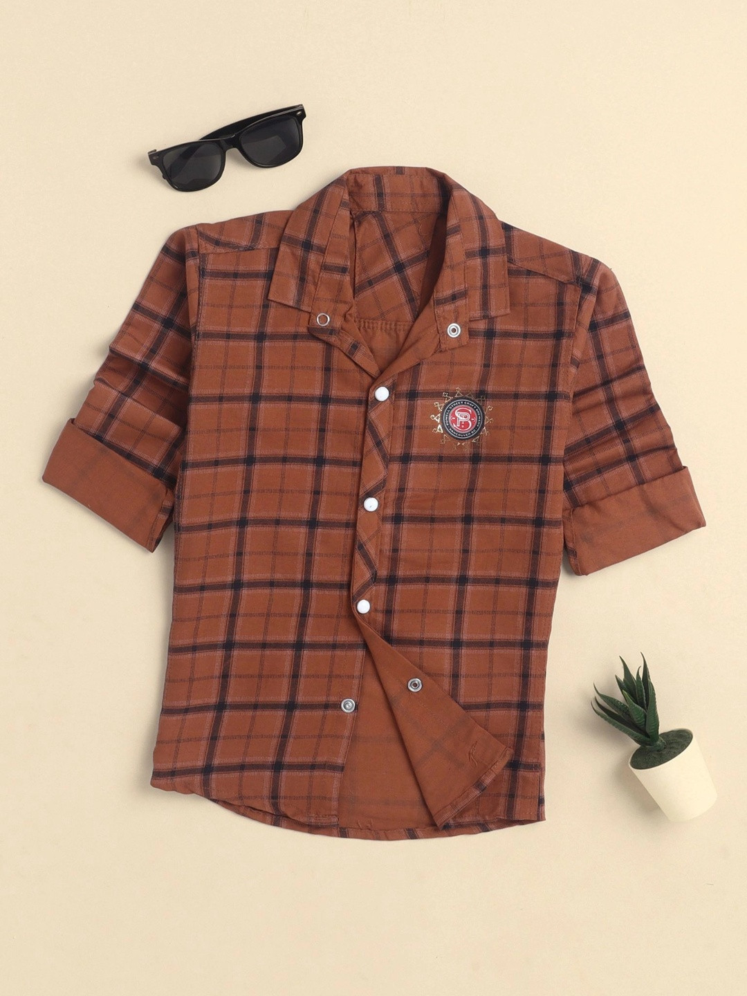 Sangria Boys Tartan Checks Checked Casual Shirt