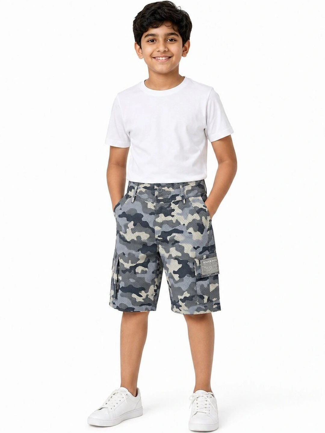 KinderMox Boys Camouflage Printed Cargo Shorts
