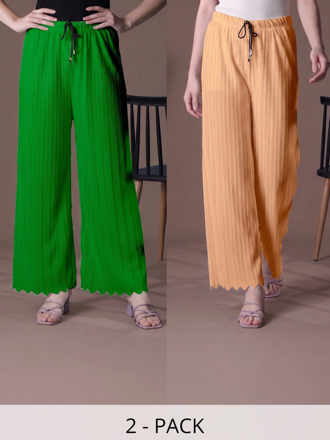 Tijarat Women Pack of 2 Solid Ethnic Palazzos