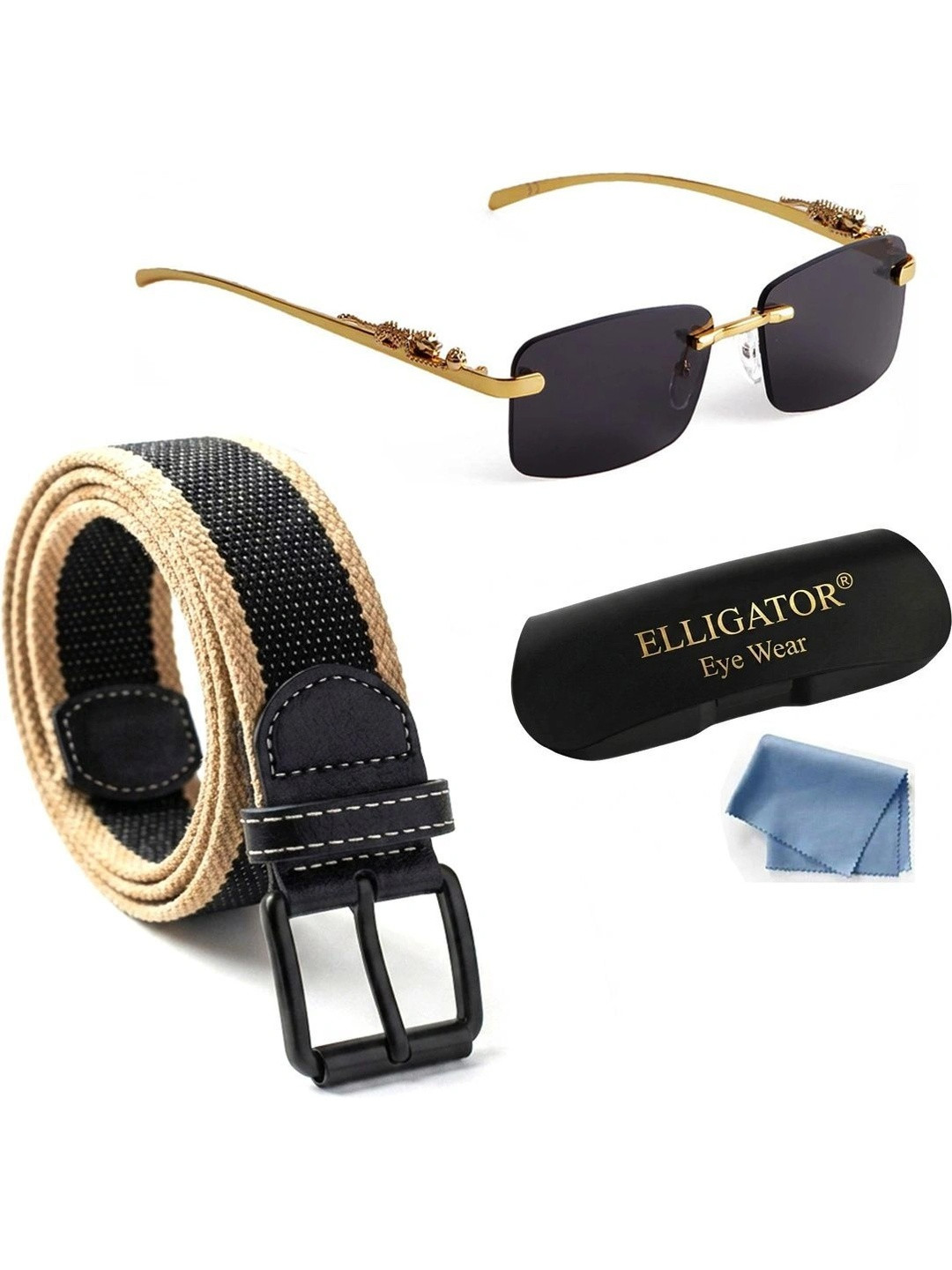 Roadster Men Grey Lens & Gold-Toned Rectangle Sunglasses with