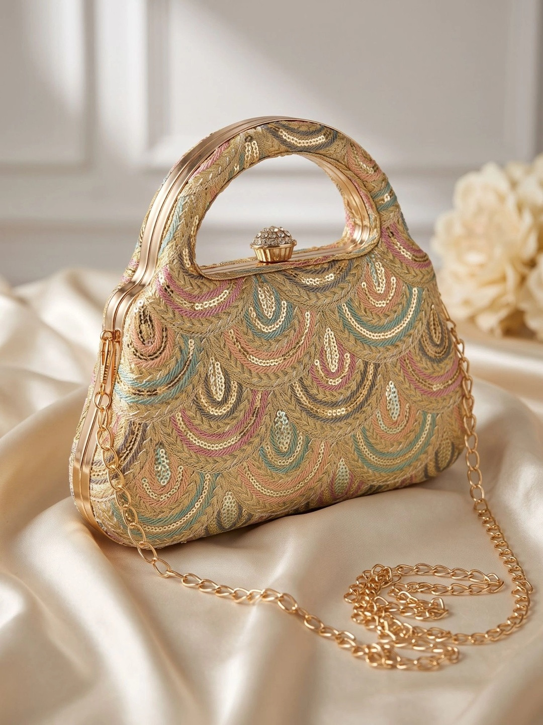 Anouk Embroidered Embellished Box Clutch