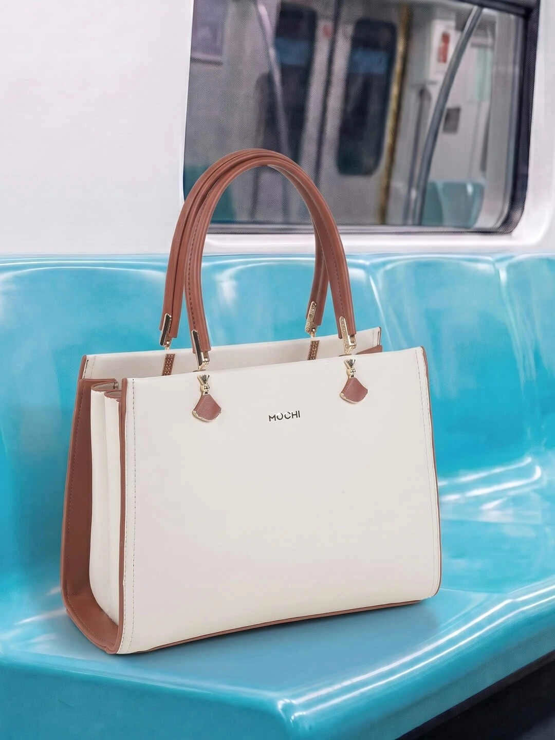 Mochi Colourblocked PU Structured Handheld Bag