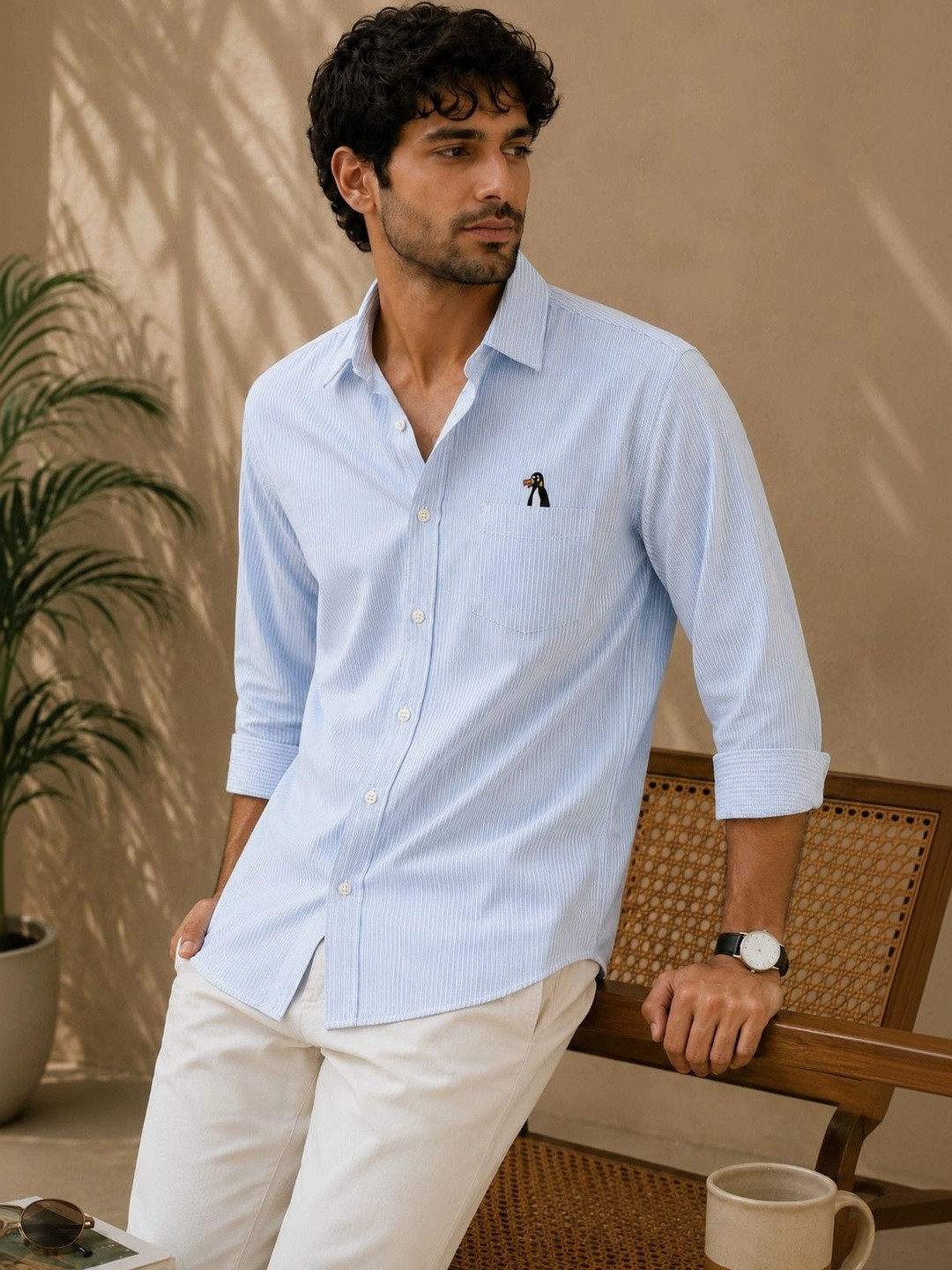MOJAMEDI Men Standard Striped Casual Shirt