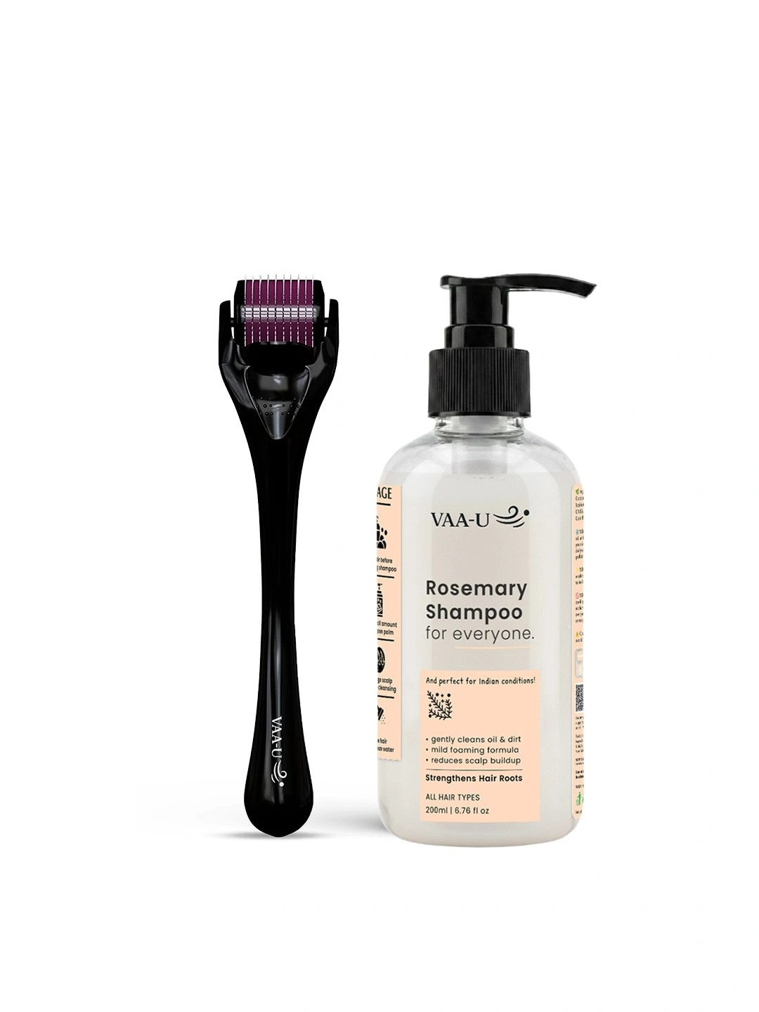 VAA-U Set Of 2 Derma Roller 0.5mm & Rosemary Shampoo 200ml