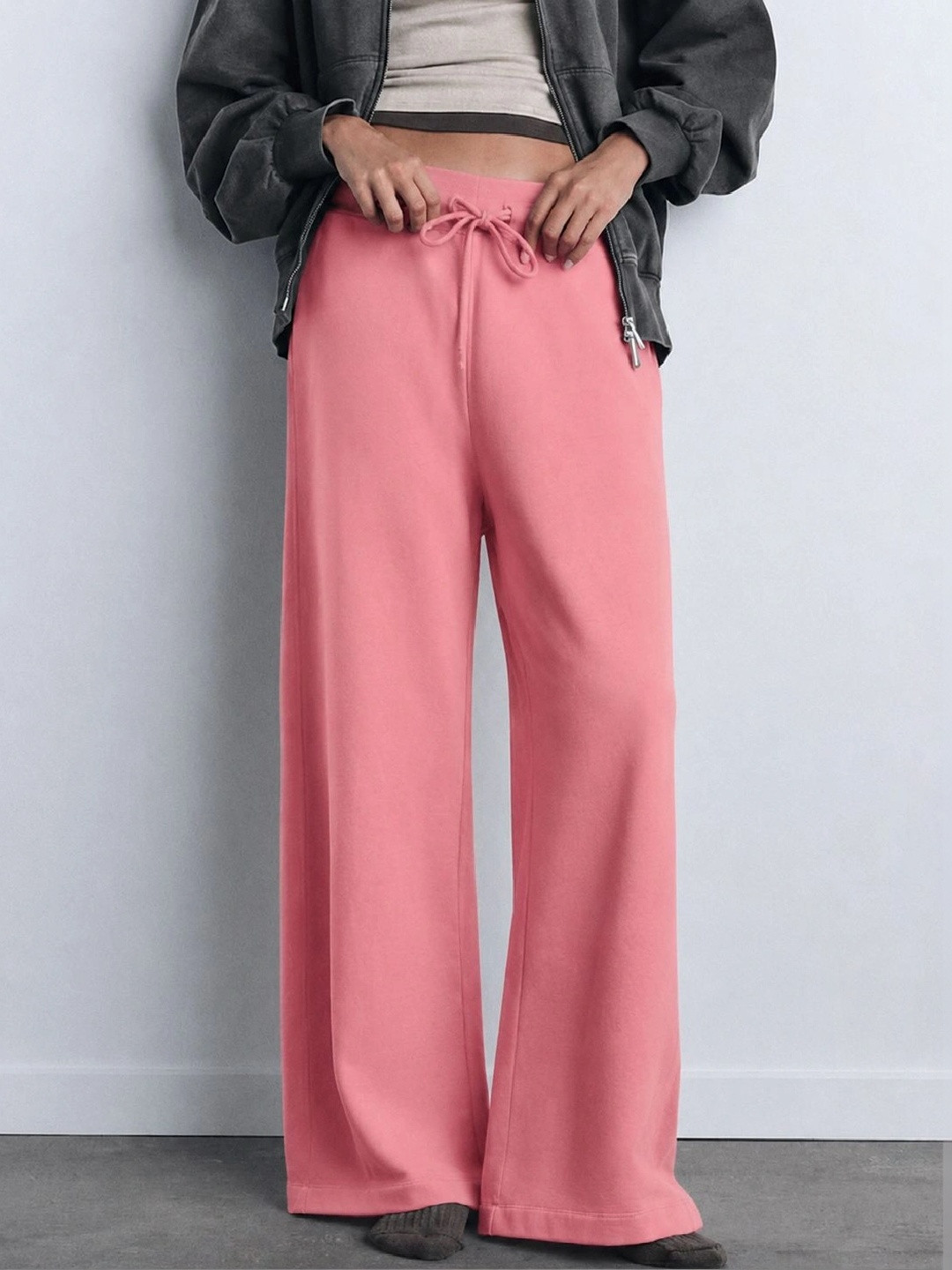 SASSAFRAS Women Wide Leg Cotton Track Pants