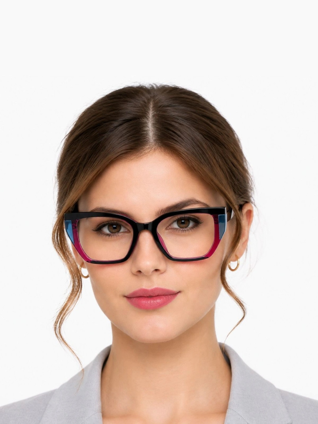 OUDI Colourblocked Full Rim Cateye Frames