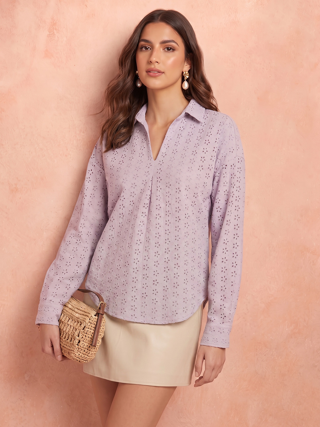 all about you Embroidered Pure Cotton Top
