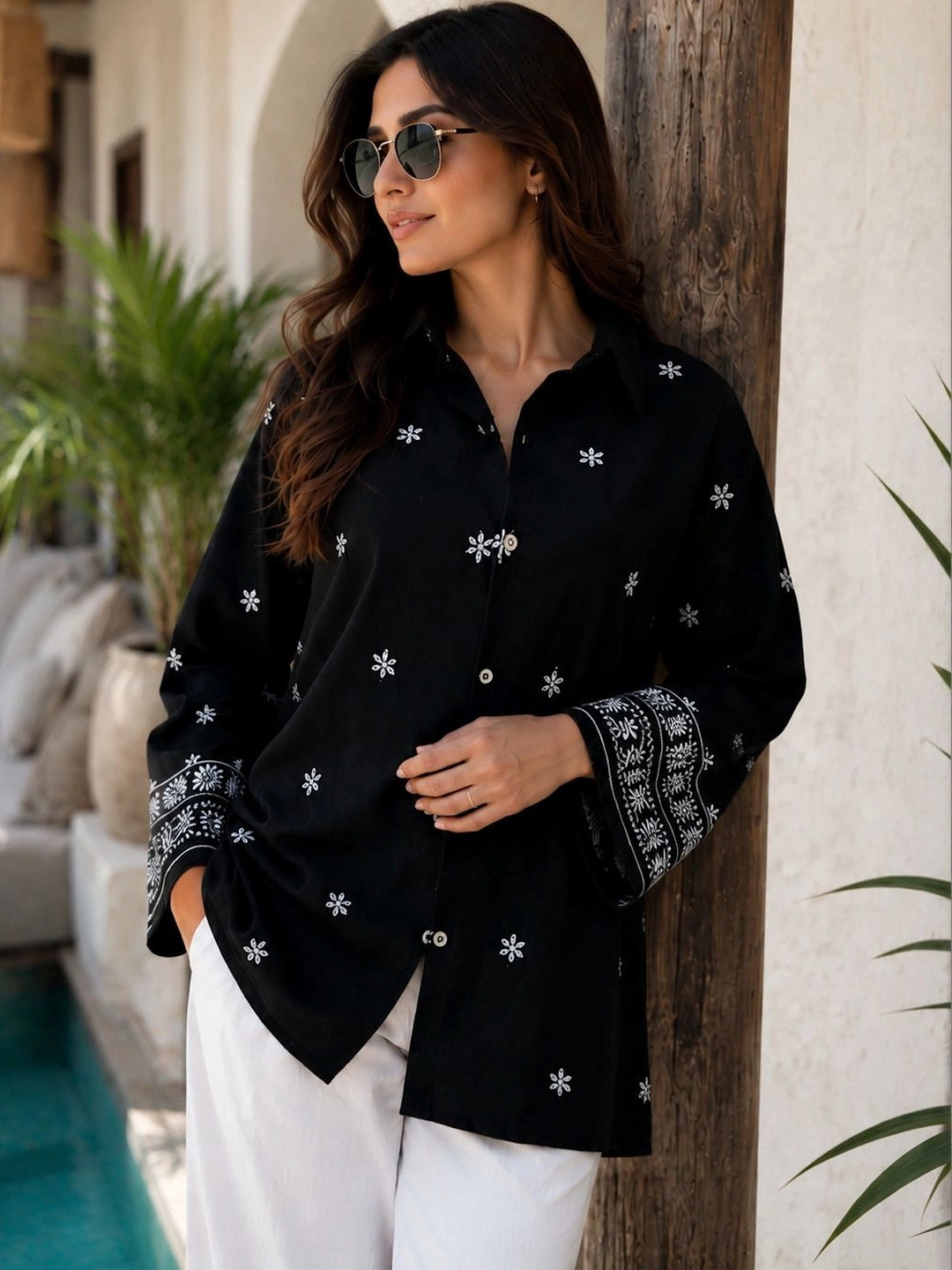 Embroidered Ethnic Motif Casual Top