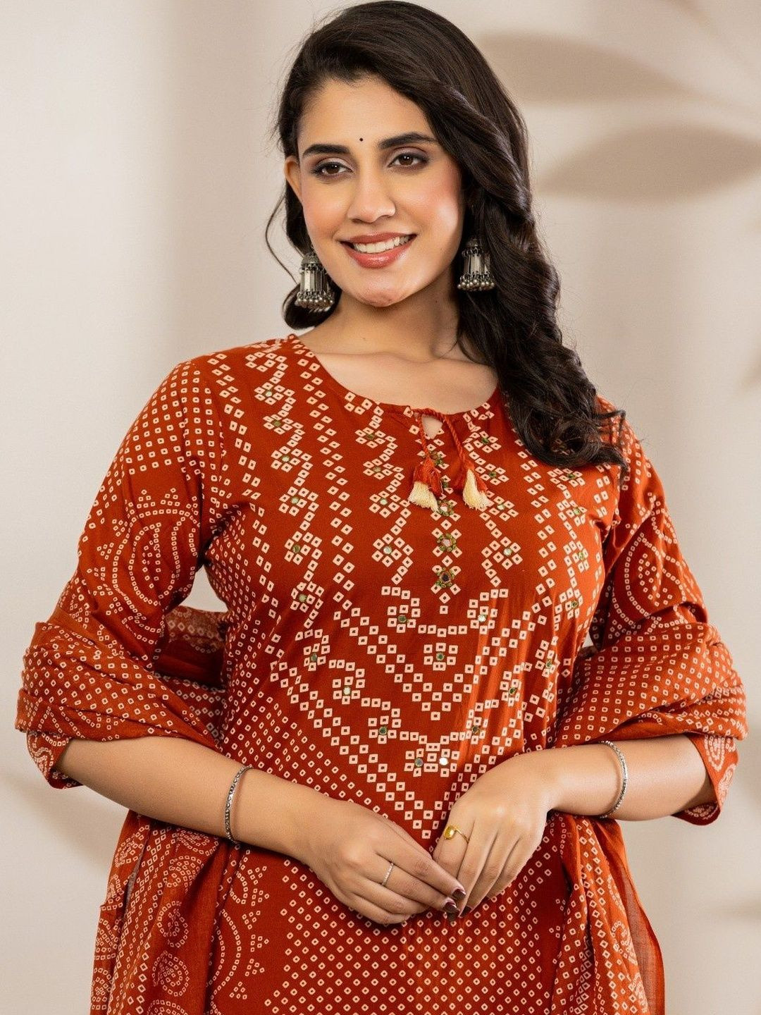 Anouk Rustic Women Ethnic Motifs Printed Regular Pure Cotton Kurta with Palazzos & With Dupatta