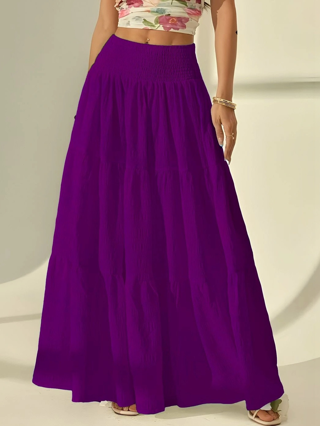CORSICA Women Tiered Maxi Flared Skirt