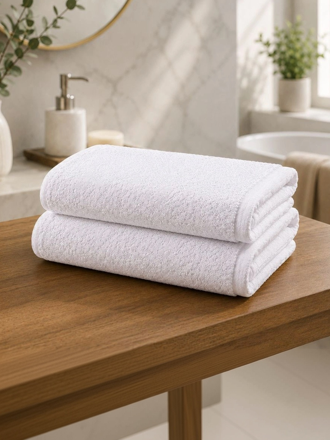 QUARCK White 1 Cotton 480 GSM Bath Towel