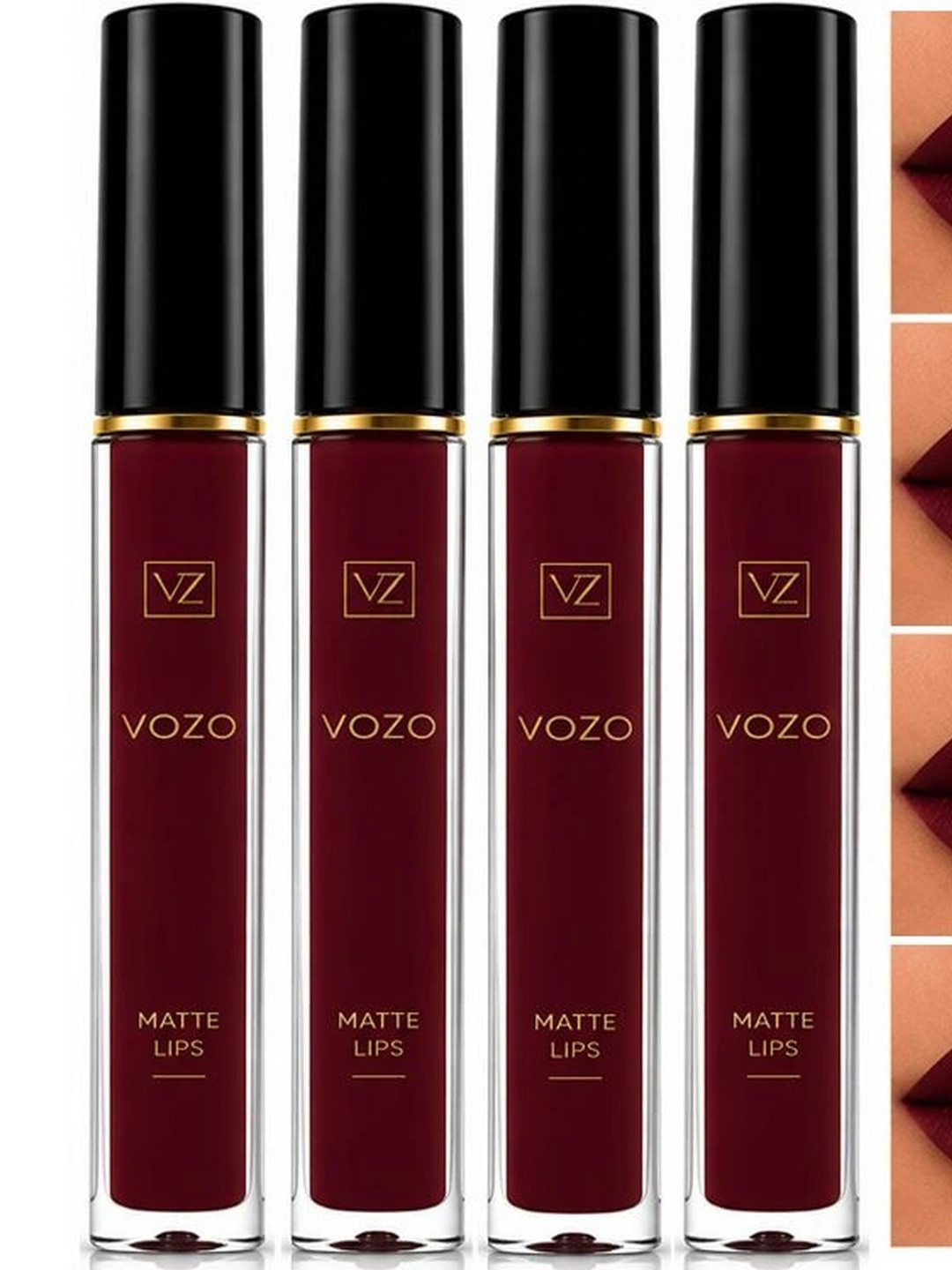 VOZO Set Of 4 Matte Liquid Lipstick - 4 ml Each - Maroon