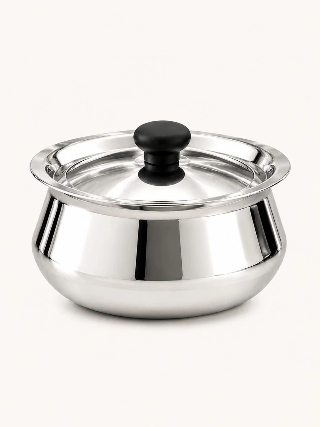 Nyra Kitchenware Silver-Toned Dishwasher Safe Stainless Steel Cooking Handi With Lid