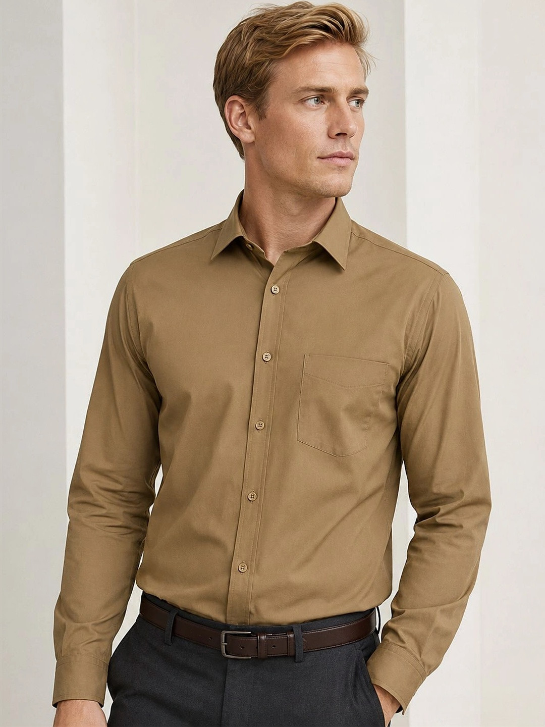 English Navy Men Slim Fit Opaque Formal Shirt