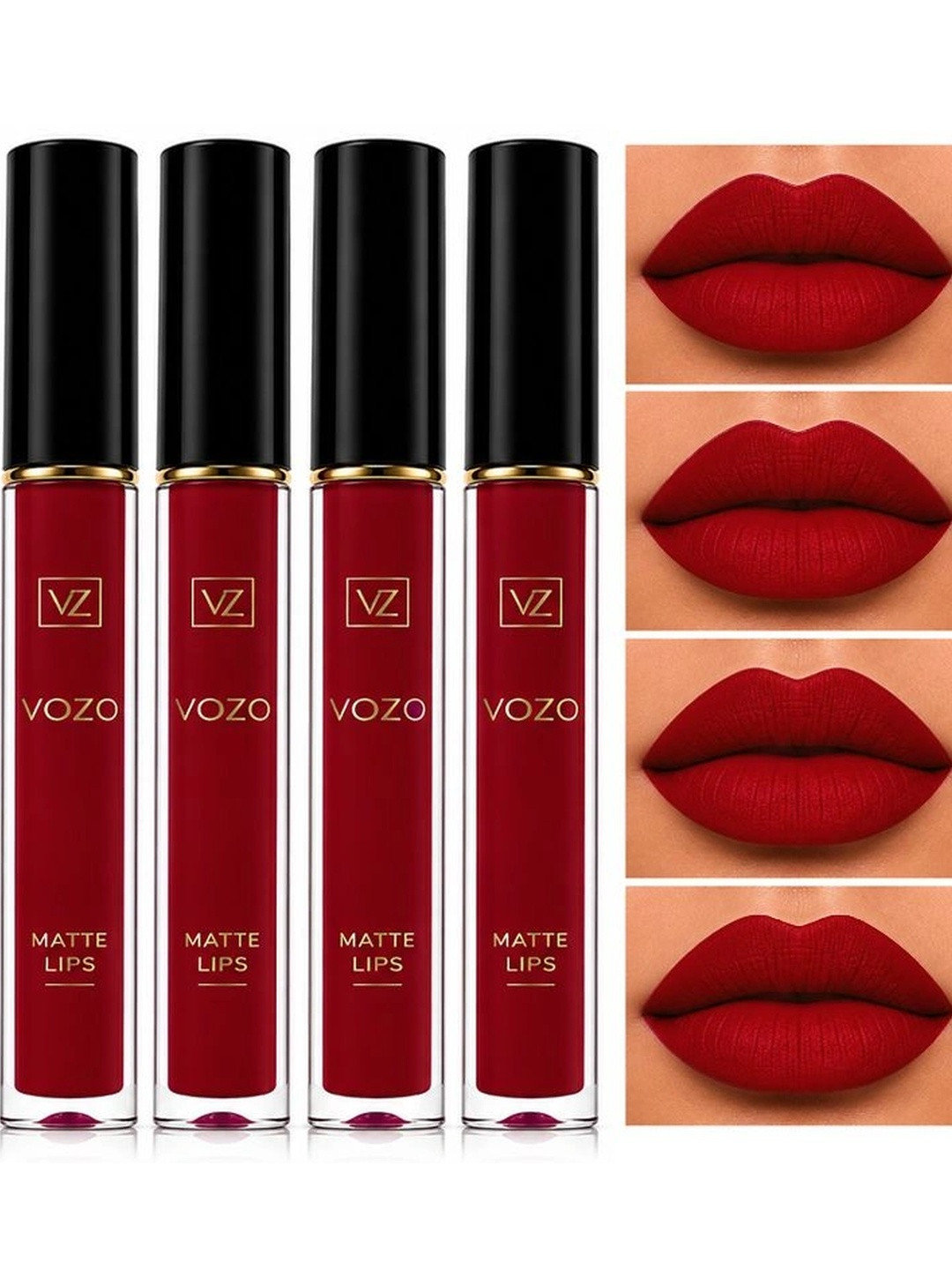 VOZO Set Of 4 Matte Liquid Lipstick - 4 ml Each - Red