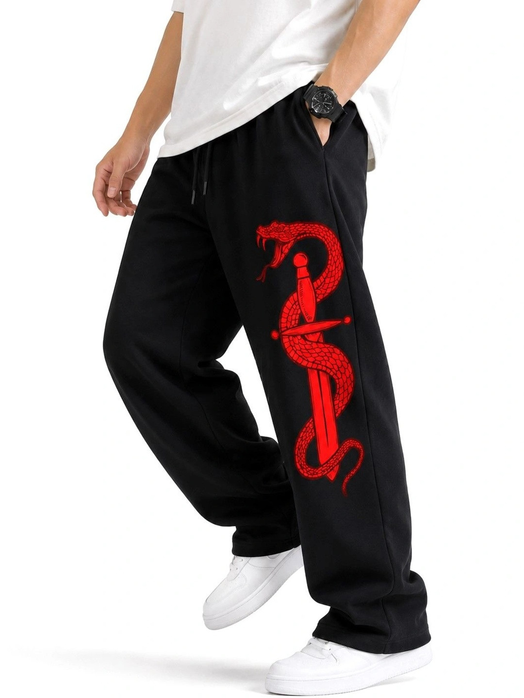 YK Boys Relaxed Fit Graphic Print Track Pants