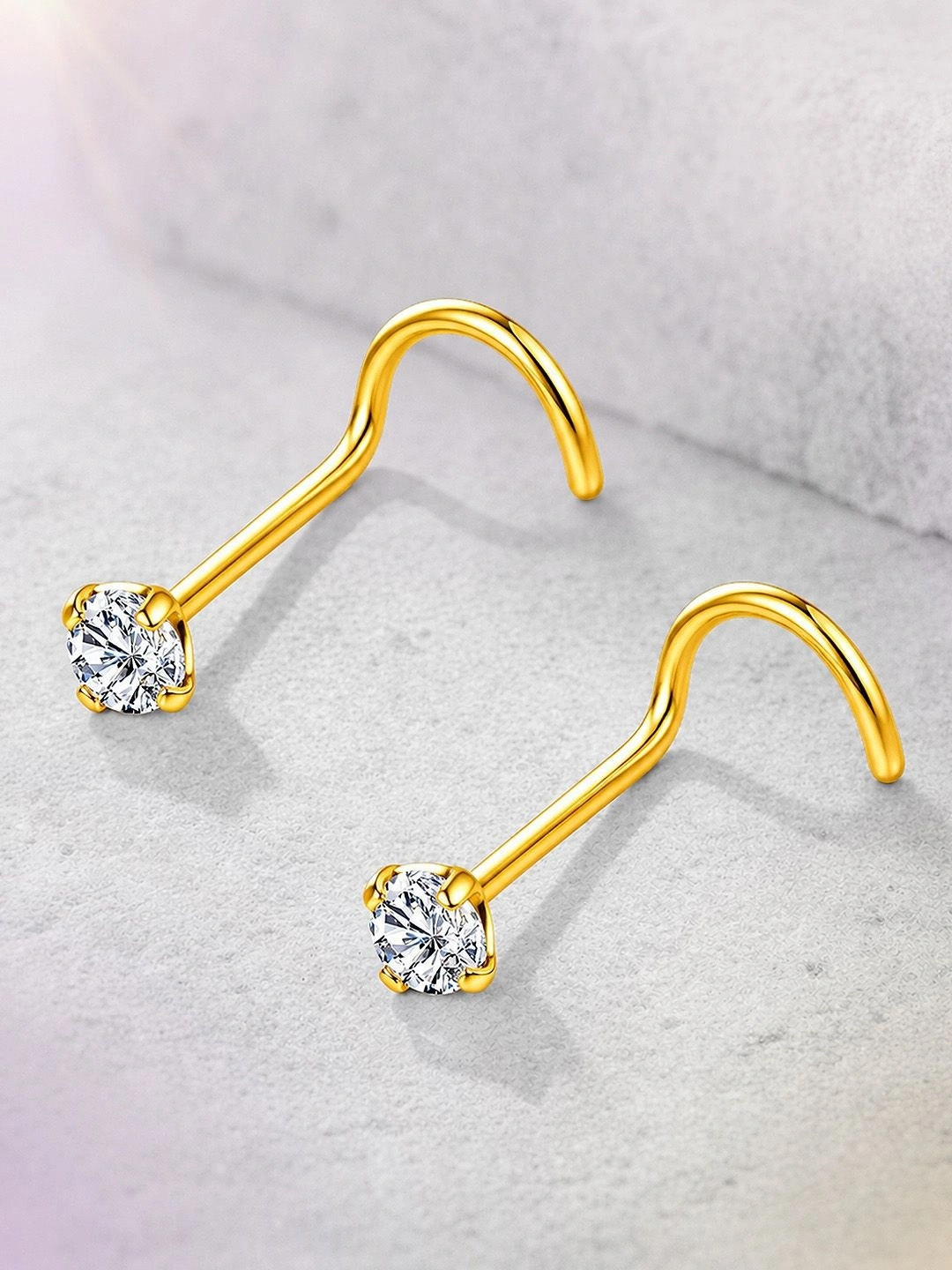 MAZZINI Gold-Plated Crystal Stud Nosepin