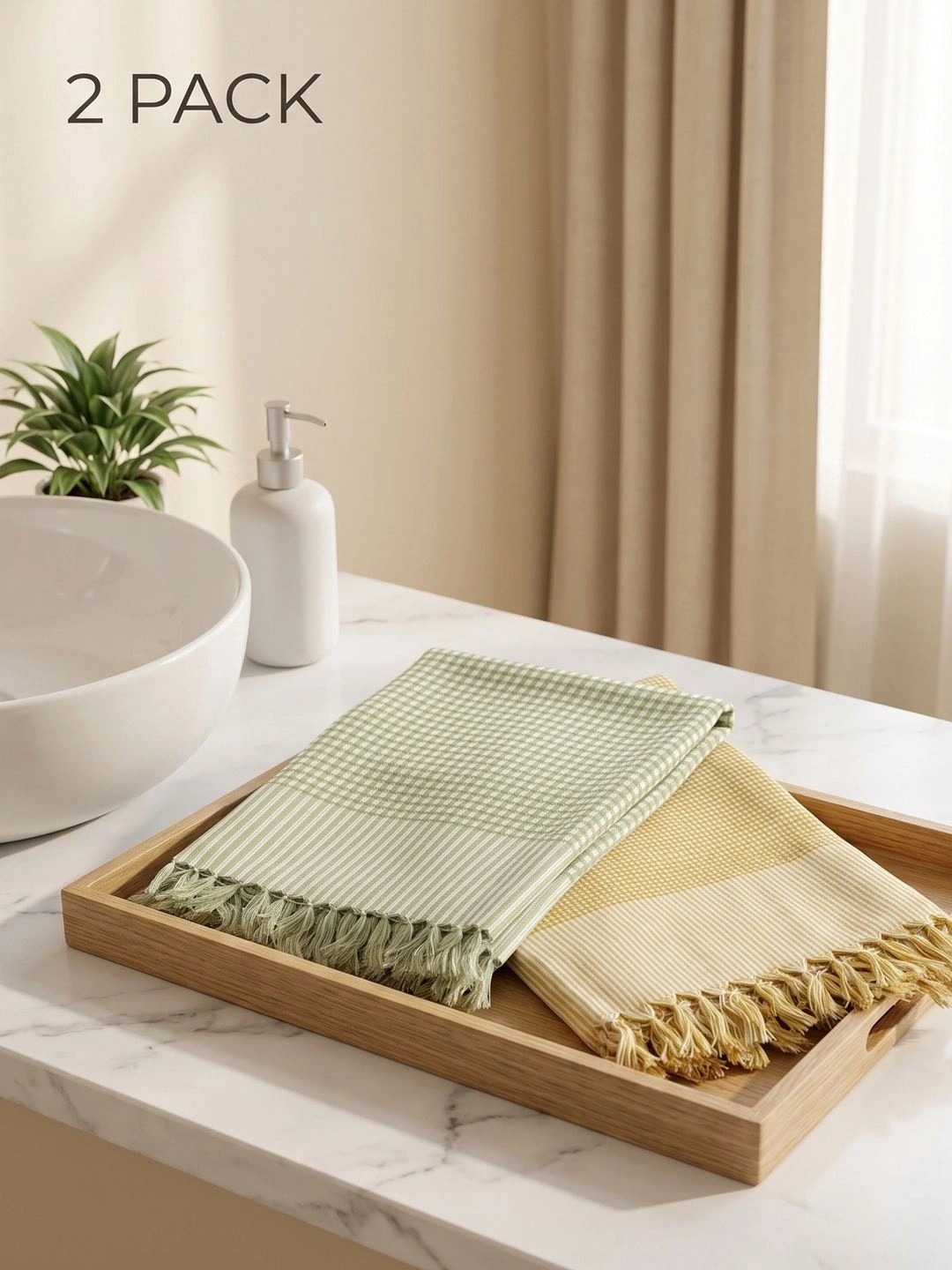 Ramraj Multicoloured 2 Cotton 350 GSM Bath Towel