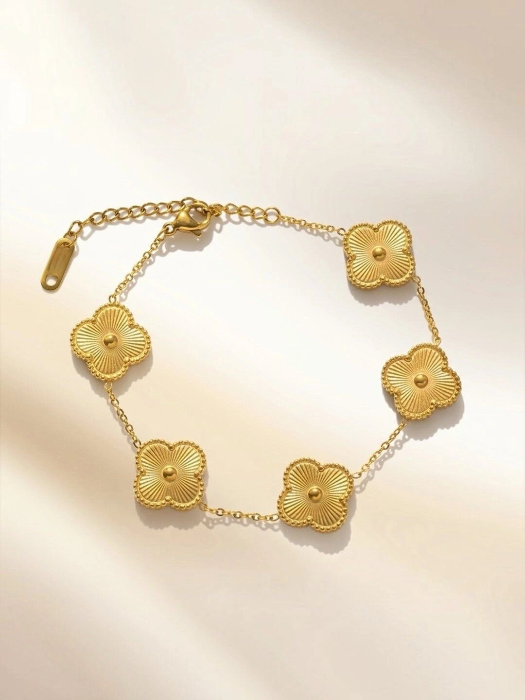JYARSH Women Gold Plated Anti-Tarnish Stainless Steel Gold Clover Bracelet