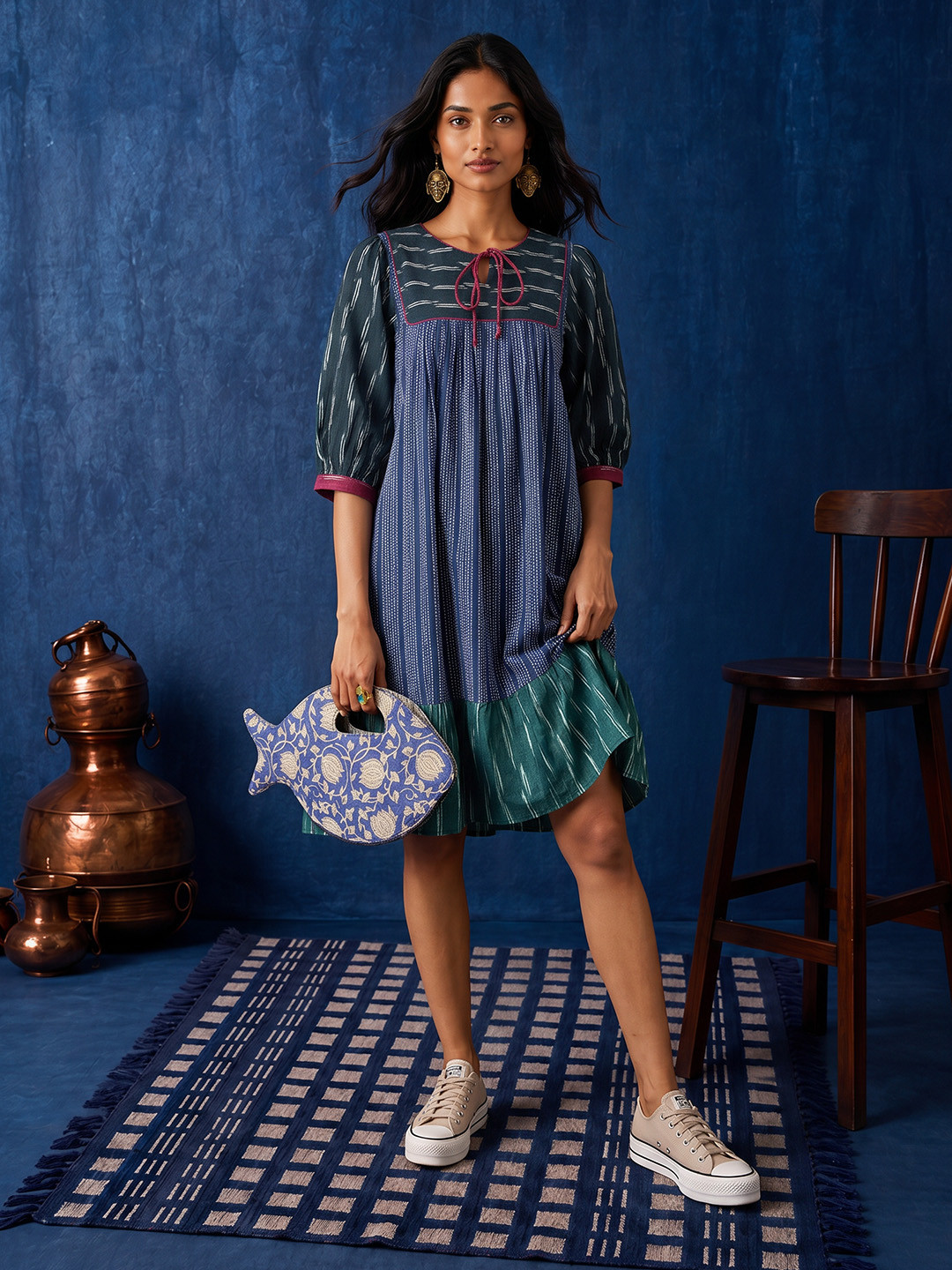 Taavi Ikat Printed A-Line Dress