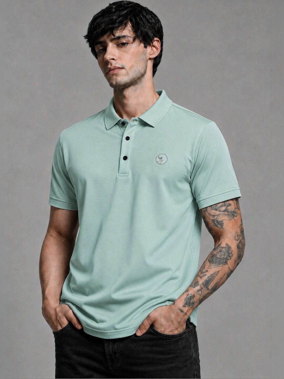 Moda Rapido Men Solid Polo Collar Cotton T-shirt