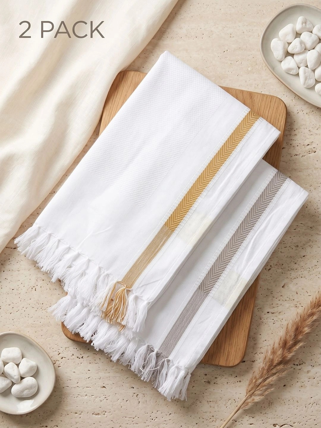 Ramraj Multicoloured 2 Cotton 350 GSM Bath Towel