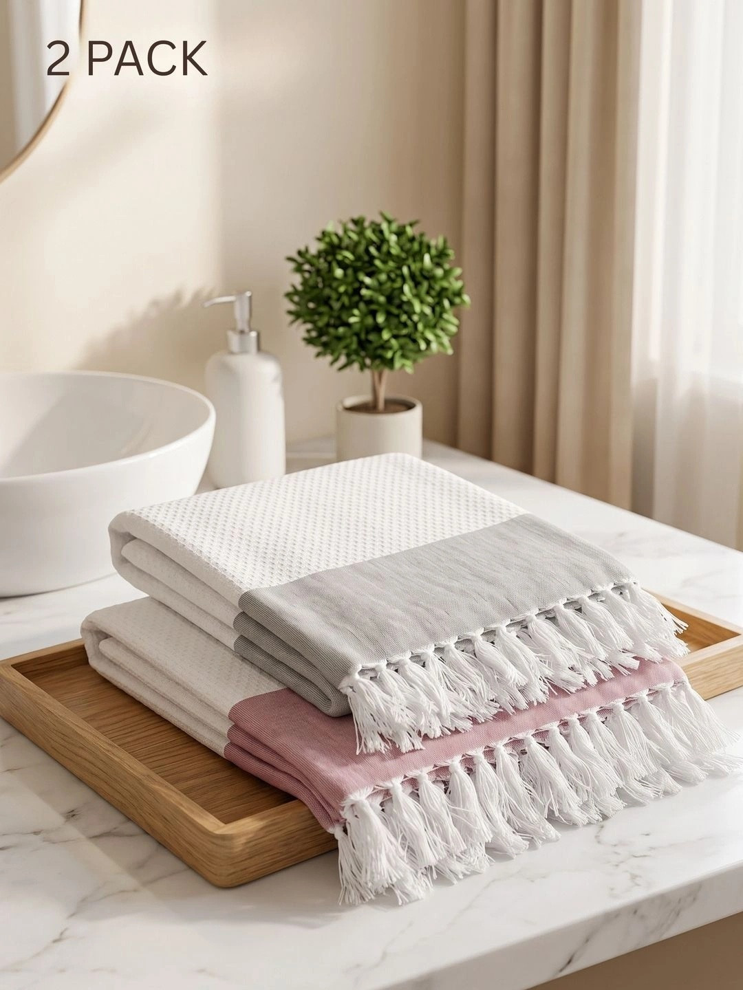 Ramraj Multicoloured 2 Cotton 350 GSM Bath Towel