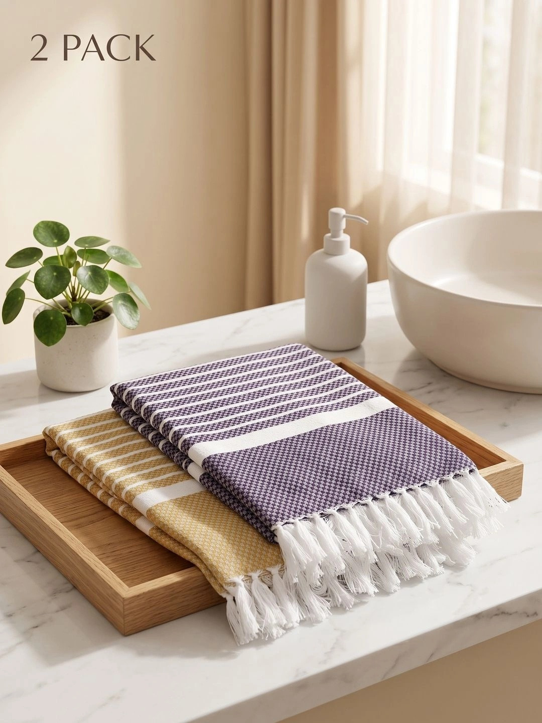 Ramraj Multicoloured 2 Cotton 350 GSM Bath Towel