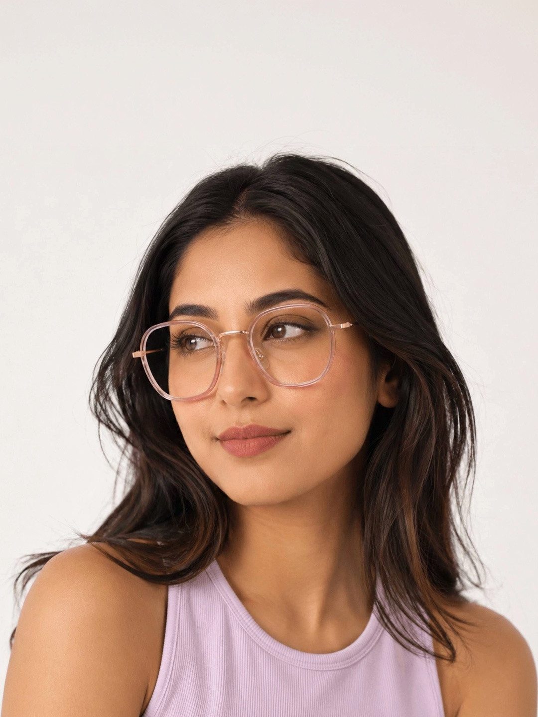 LensKandy Women Clear Lens & Gold-Toned Aviator Frame with UV Protected Lens