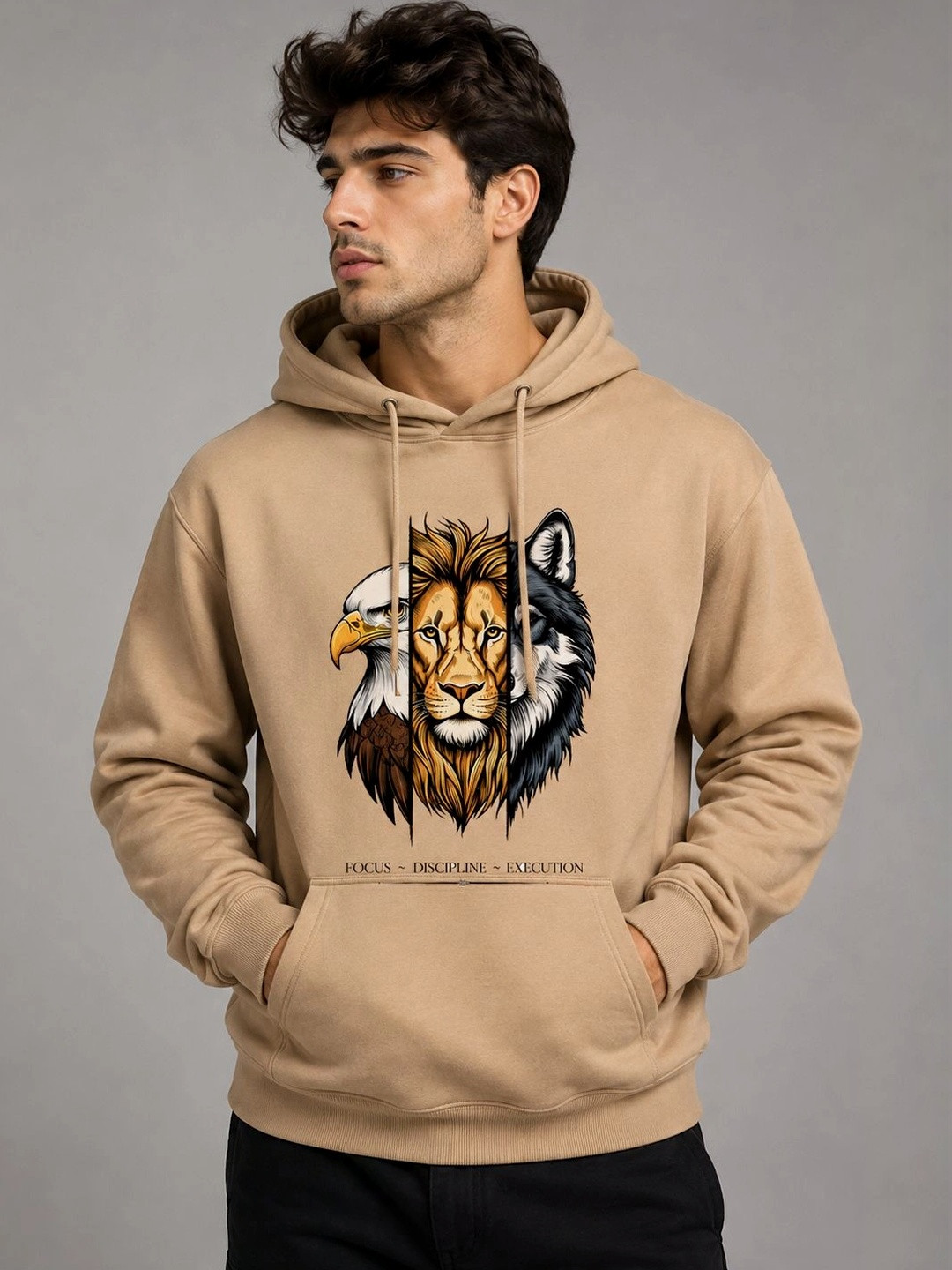 PERSONALITEE Men Printed Hooded Sweatshirt