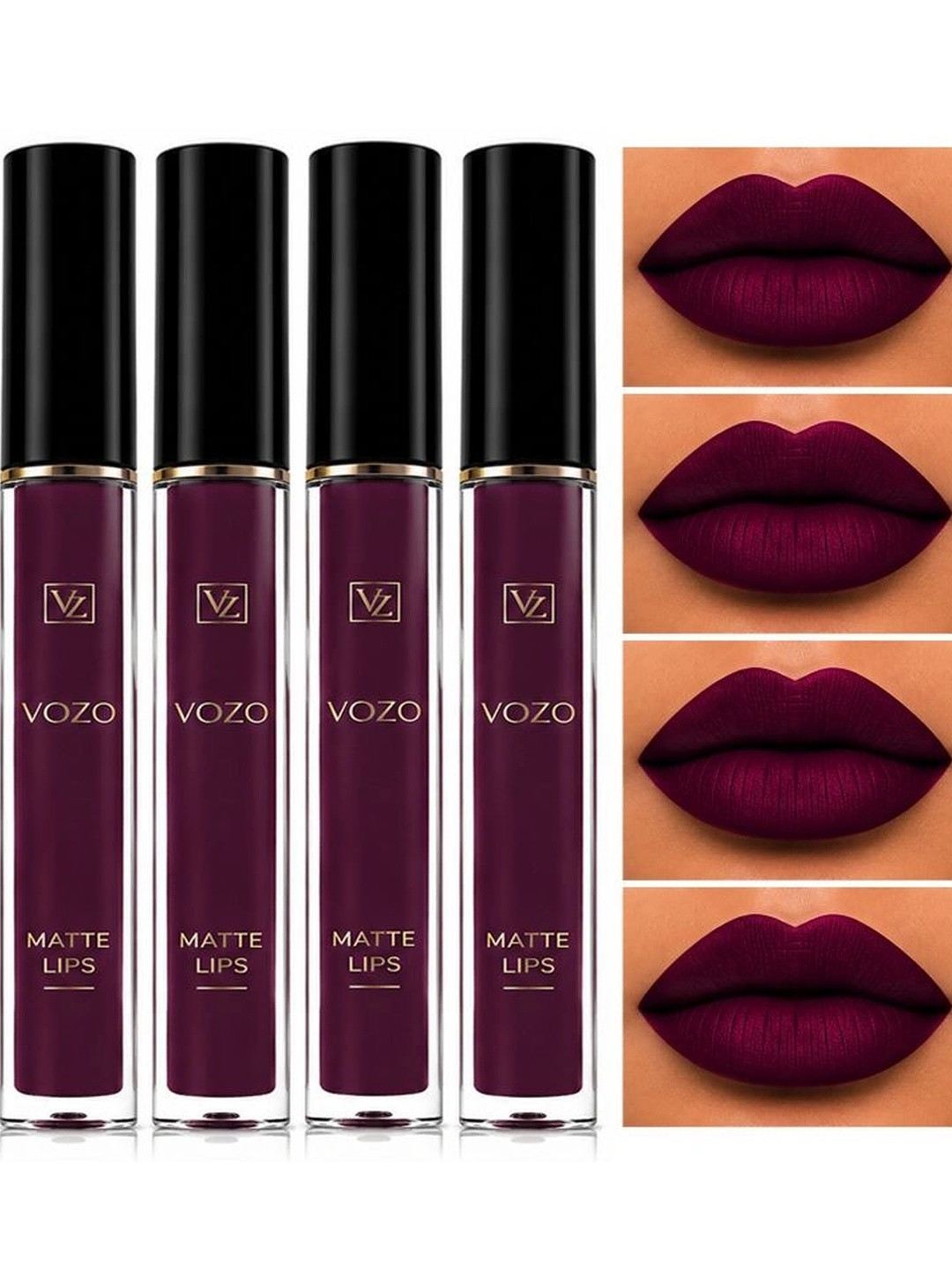 VOZO Set Of 4 Matte Liquid Lipstick - 4 ml Each - Wine