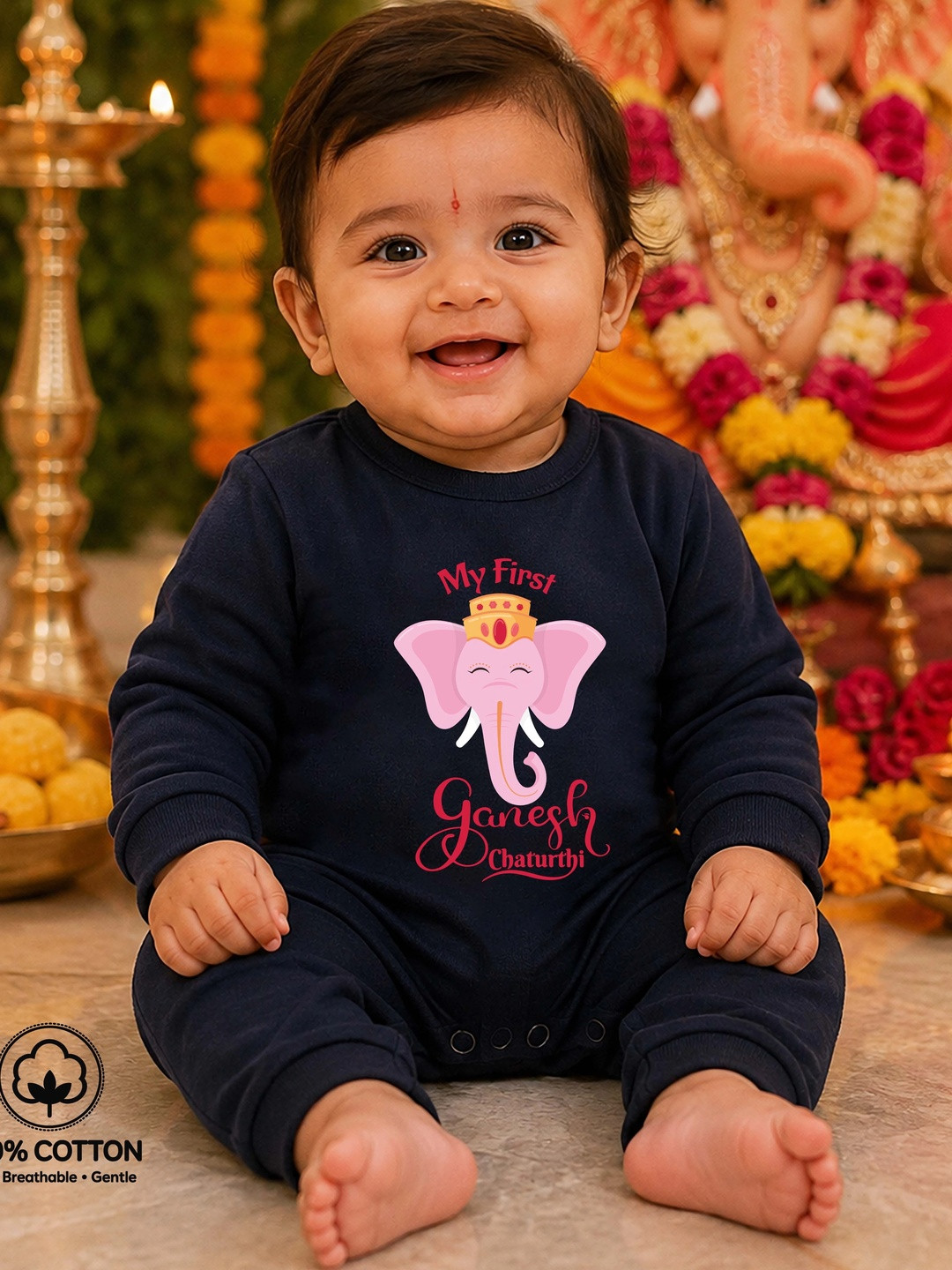 BLUSHES Infants Printed Cotton Rompers