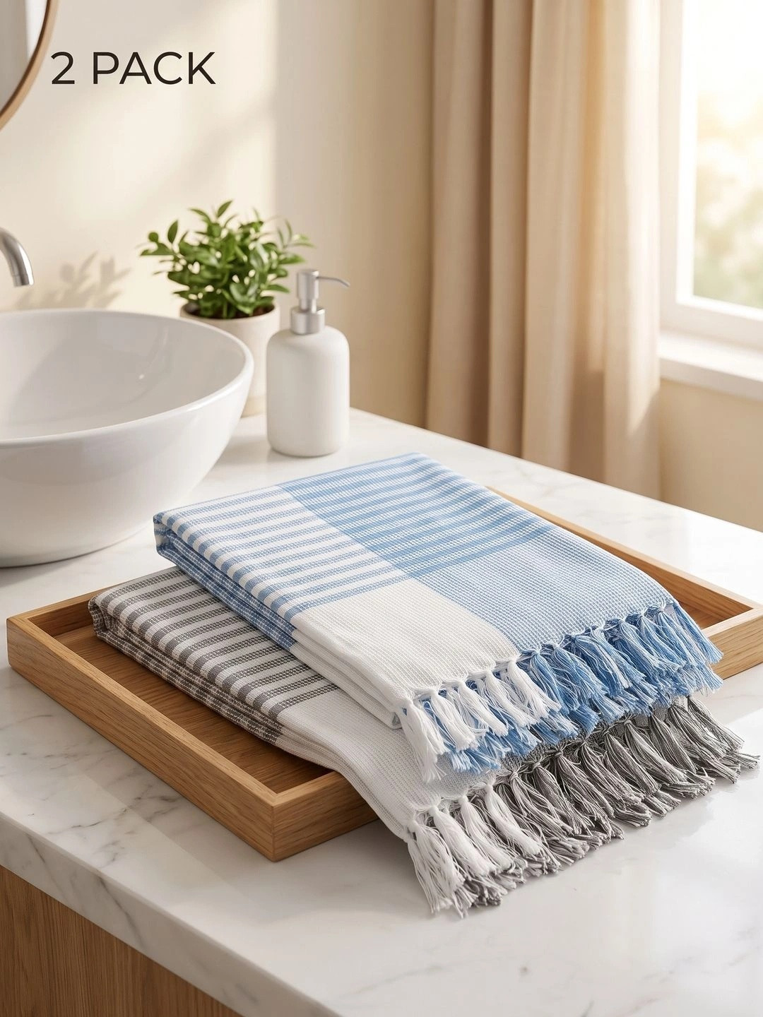 Ramraj Multicoloured 2 Striped Cotton 350 GSM Bath Towel