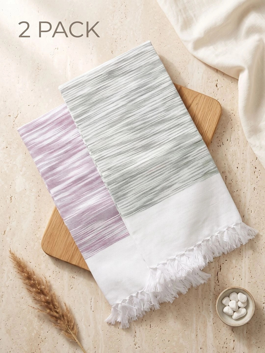 Ramraj Multicoloured 2 Striped Cotton 350 GSM Bath Towel