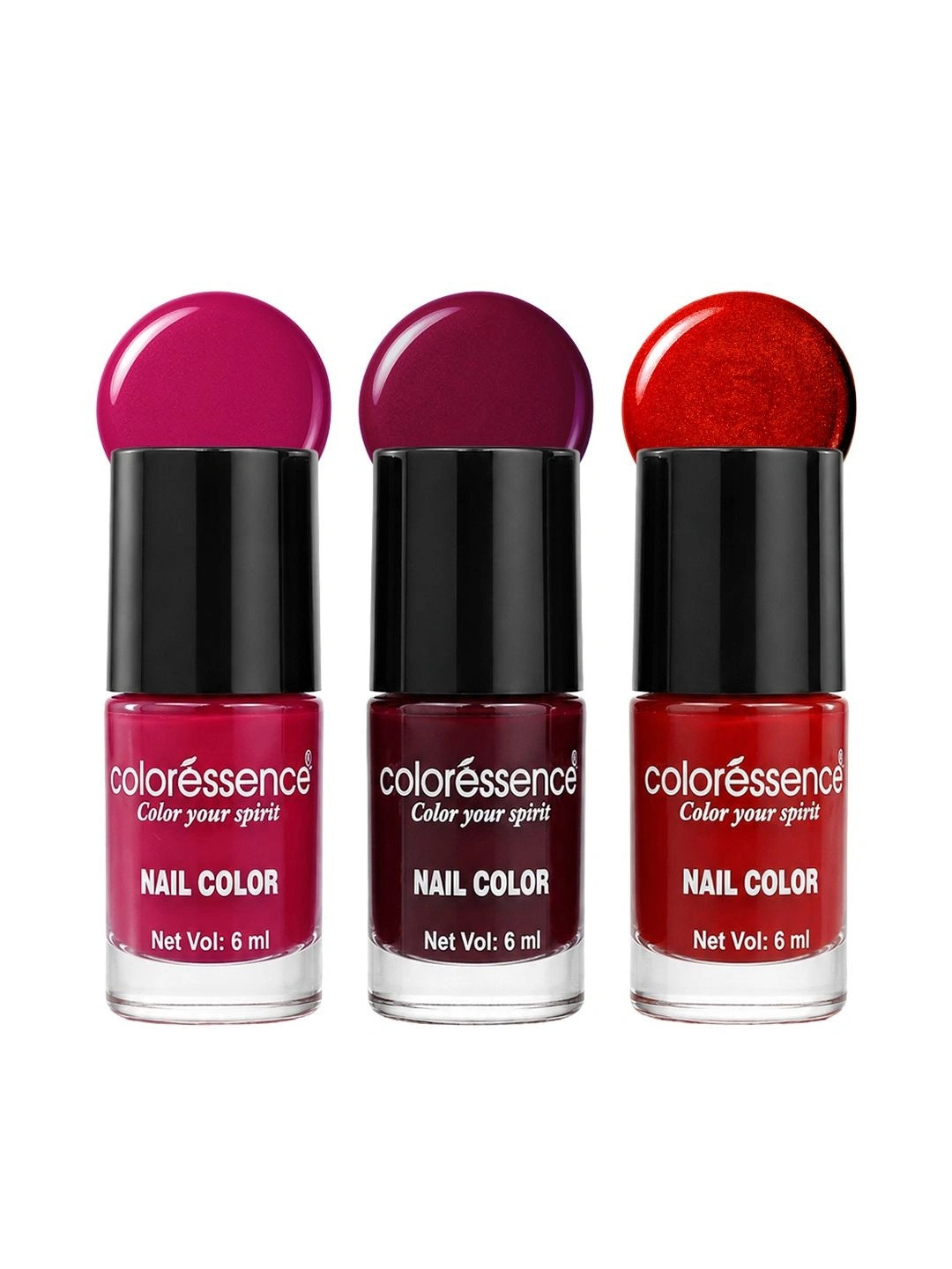 Coloressence Set Of 3 Long Lasting Nail Polish - 6 ml Each - M-158-M-161-M-163