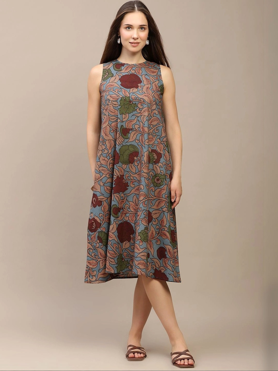 Anouk Rustic Floral Print A-Line Dress