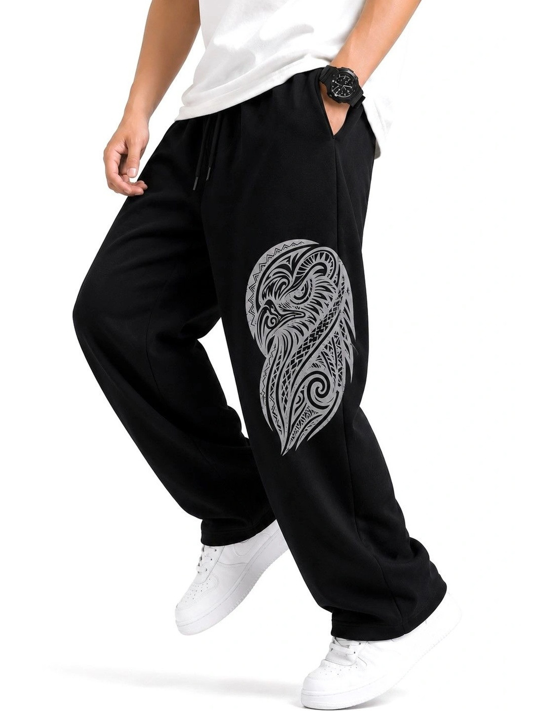 YK Boys Relaxed Fit Graphic Print Training Track Pants