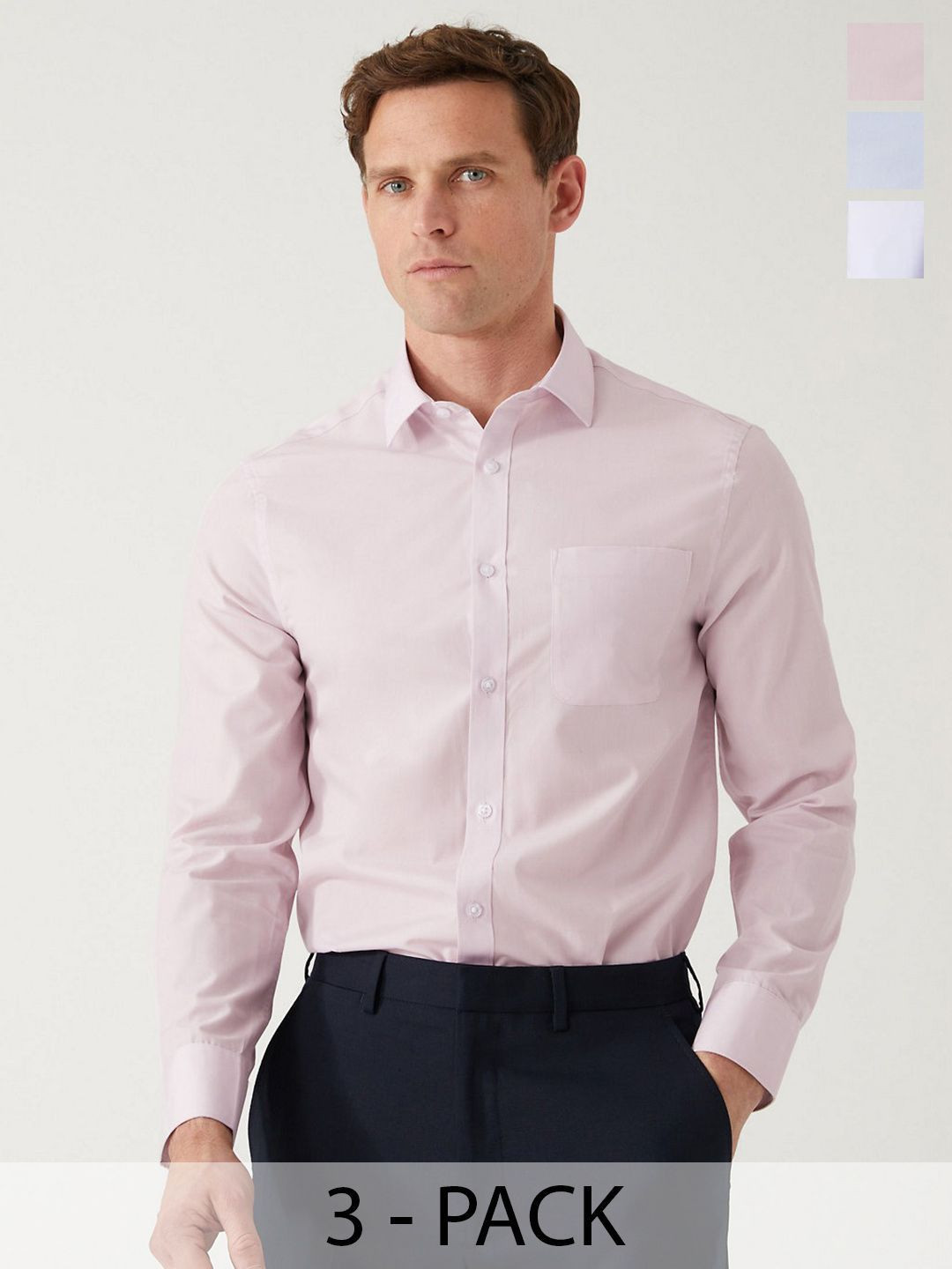 Marks & Spencer 3 Pack Slim Fit Easy Iron Shirts