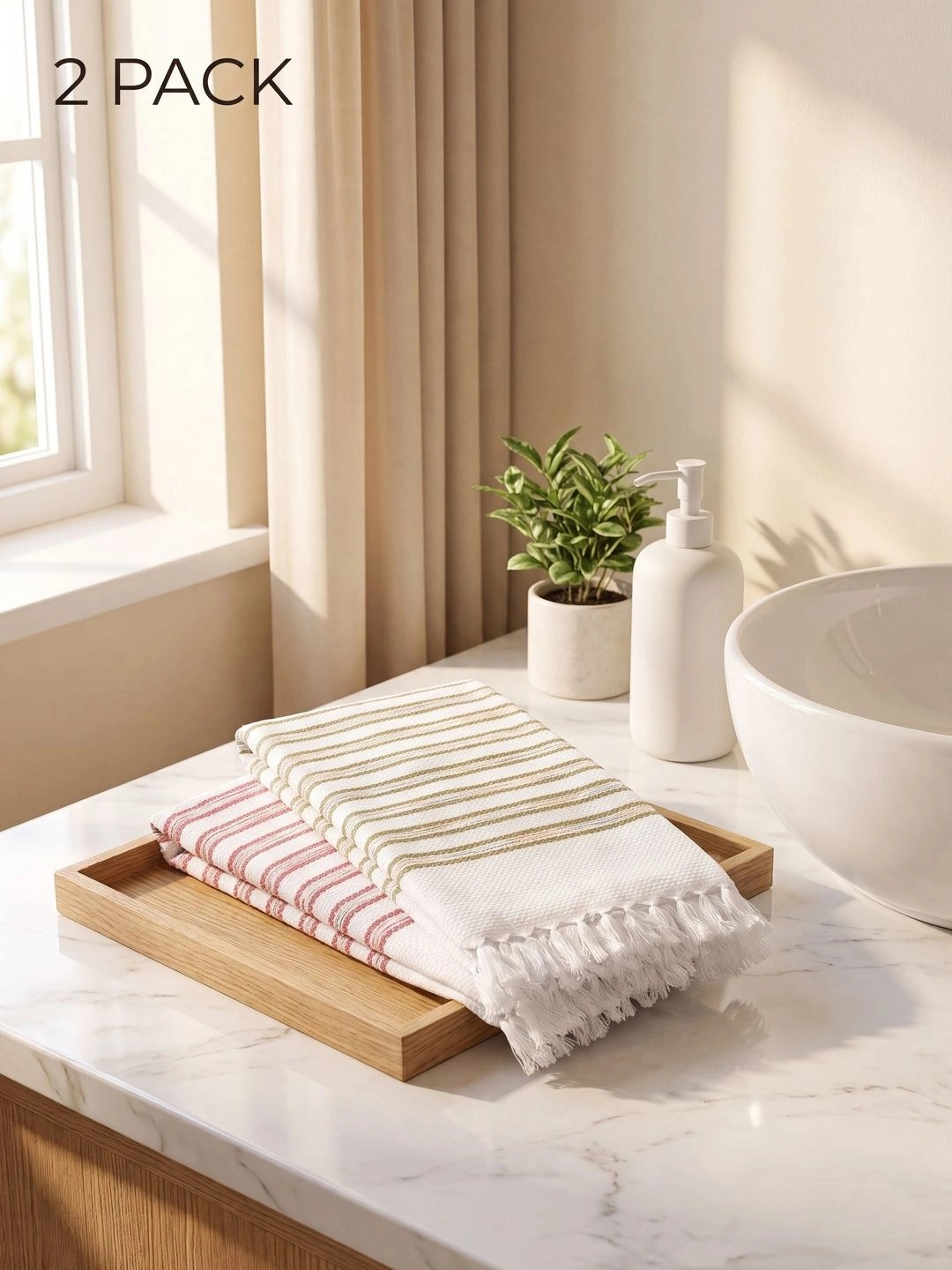 Ramraj Multicoloured 2 Cotton 350 GSM Bath Towel